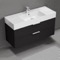 Floating Black Bathroom Vanity, Modern, 48